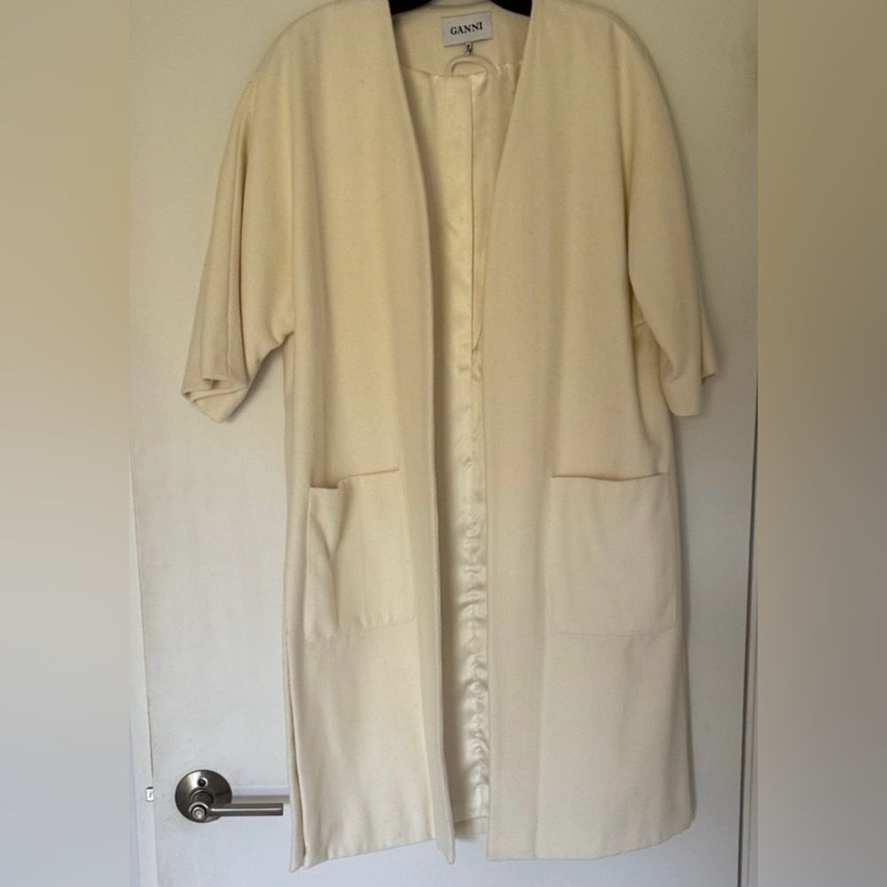 Ganni Cream Open-Front Coat missing tags oversized with large front pockets